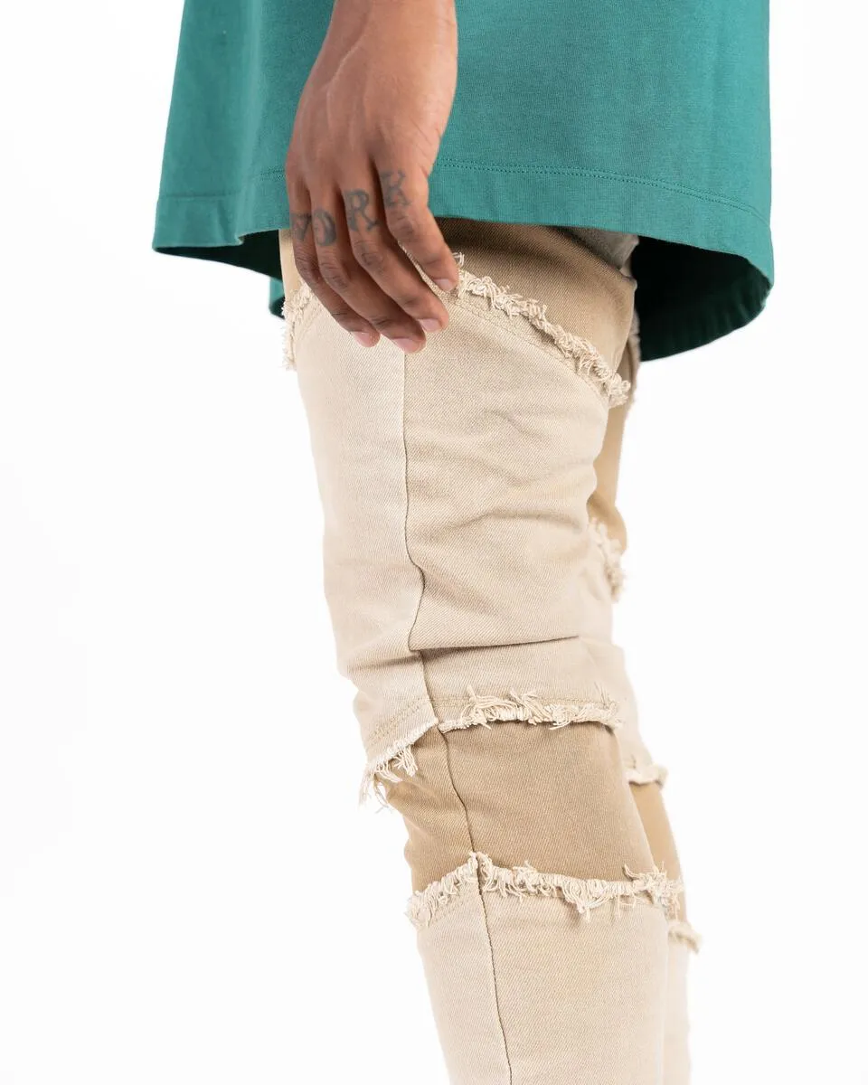 Pheelings EMBRACE THE JOURNEY FLARE STACK DENIM (CREAM/KHAKI)