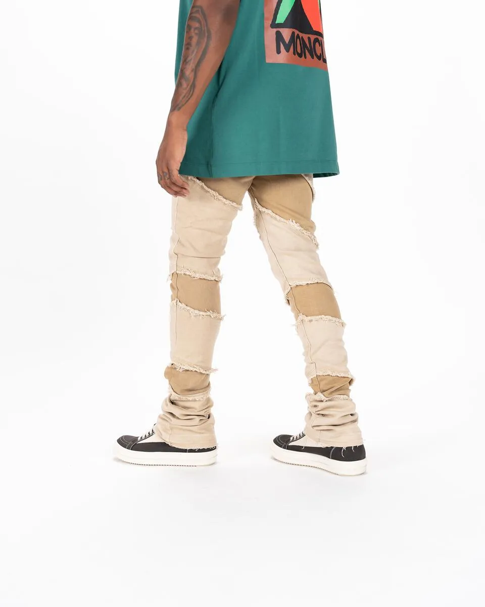 Pheelings EMBRACE THE JOURNEY FLARE STACK DENIM (CREAM/KHAKI)