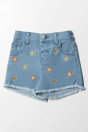 Pink Flower Denim Short & Matching Top Blue