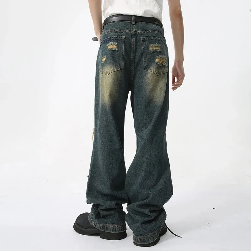 Ragged Edge Splicing Design Jeans