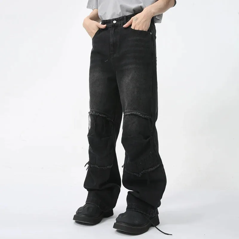 Ragged Edge Splicing Design Jeans