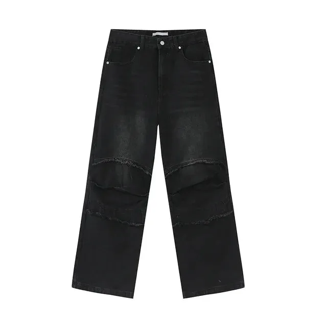 Ragged Edge Splicing Design Jeans