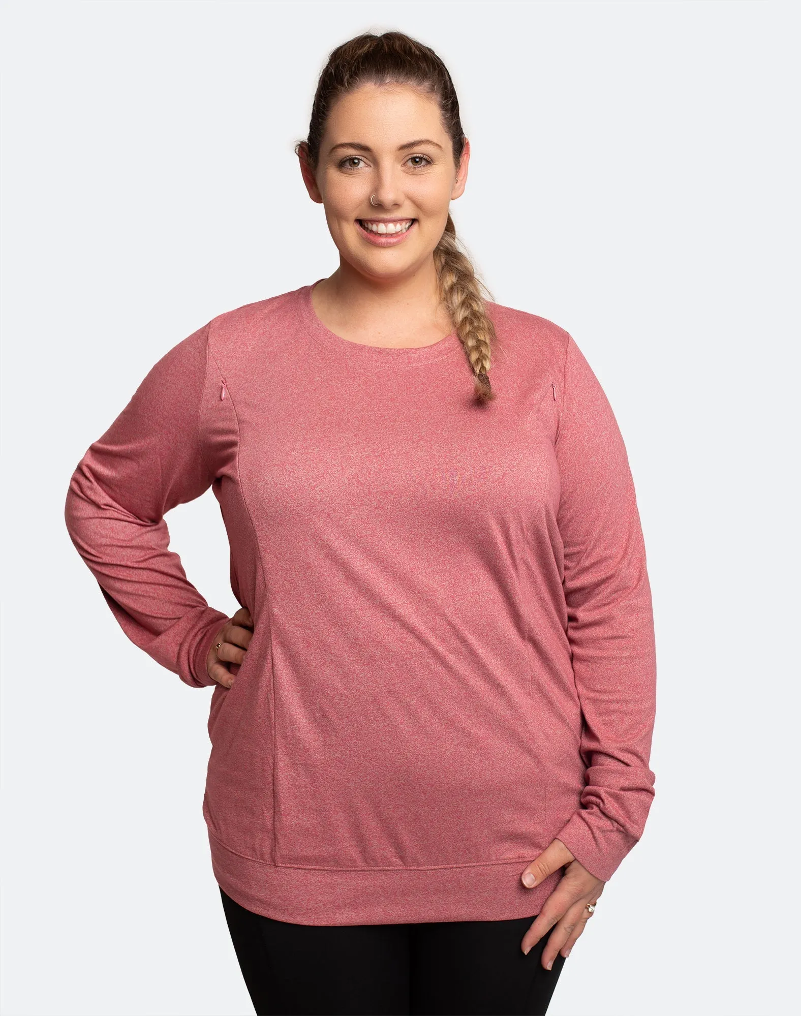 Relove ** Maternity Top - Crew Neck Jumper Rose Marle