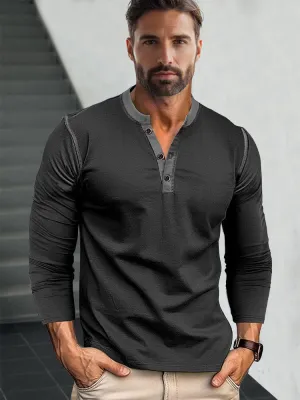 Retro Style Versatile Henley Shirt