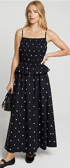 RiverIsland Black Polkadot Maxi dress