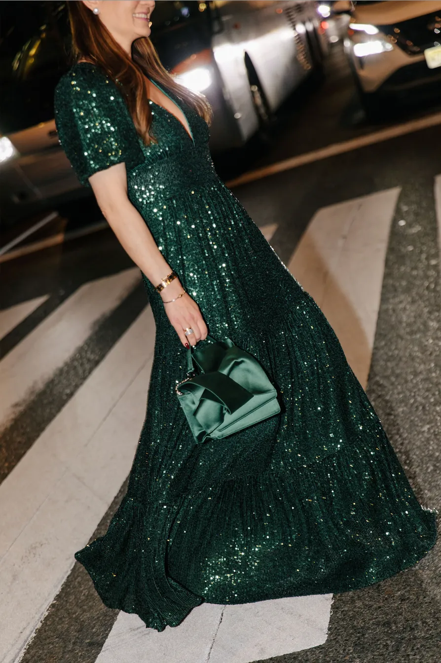 Sail To Sable Ava Sequin Maxi Dress - Emerald