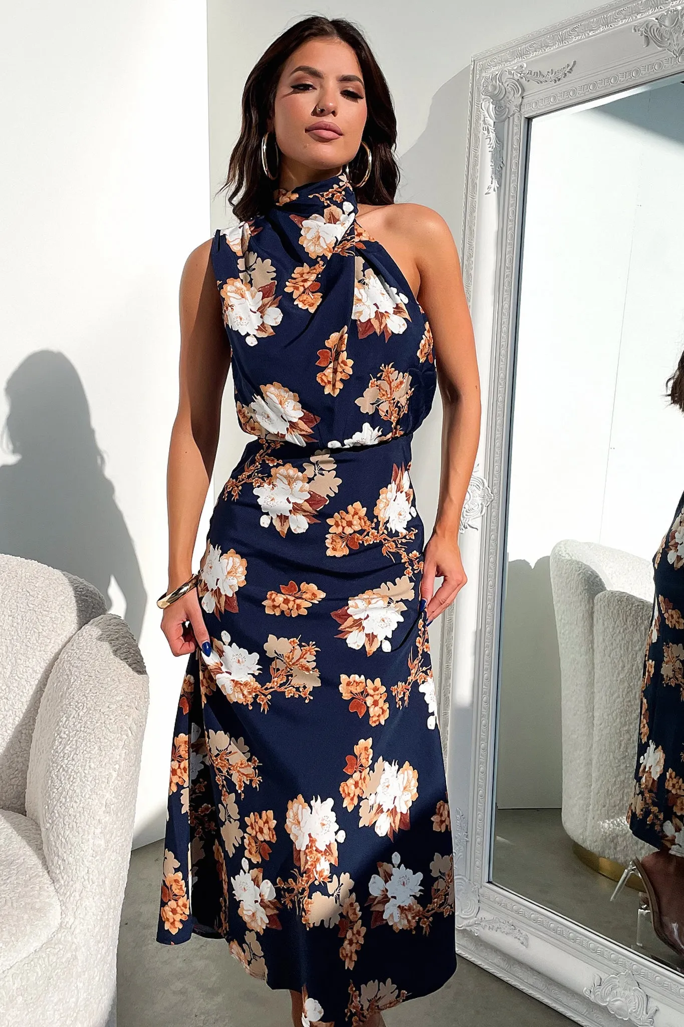 Santorini Maxi Dress - Navy Floral