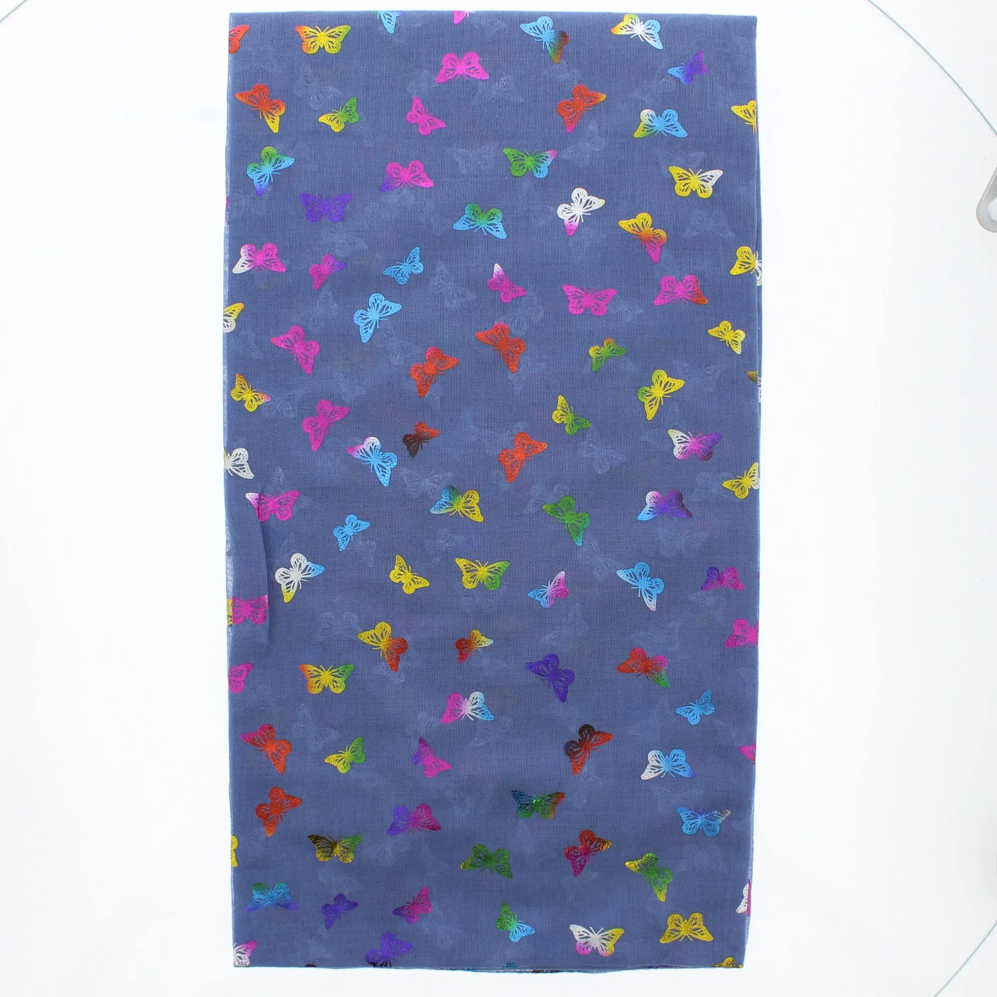 Scarf with Mini Rainbow Foil Butterflies