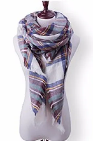 Scarfs - Light Multi Color Plaid Scarf