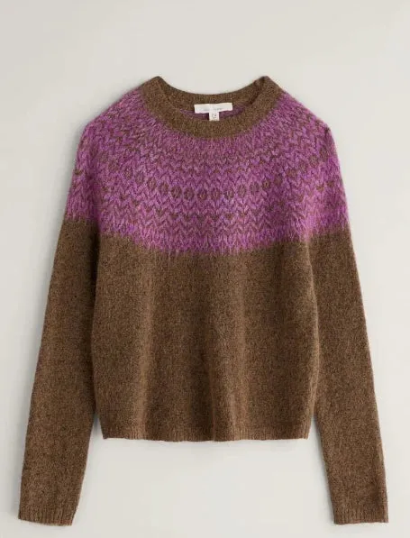 Seasalt Spruce Frost Mohair-Blend Fair Isle Jumper