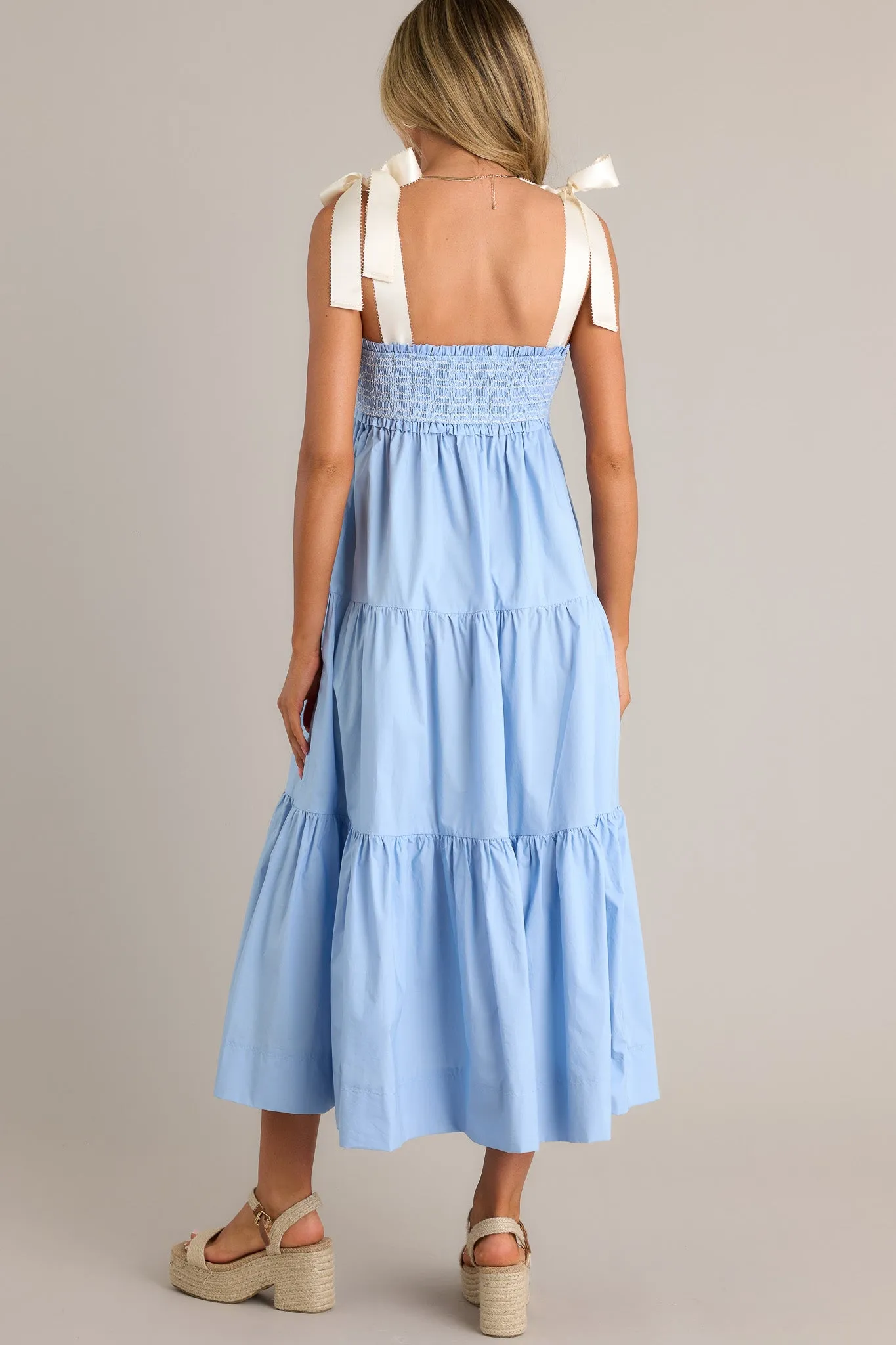 Serene Whisper 100% Cotton Light Blue Maxi Dress