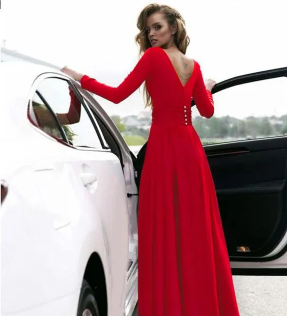 Sexy V-neck Long Sleeves Long Dresses