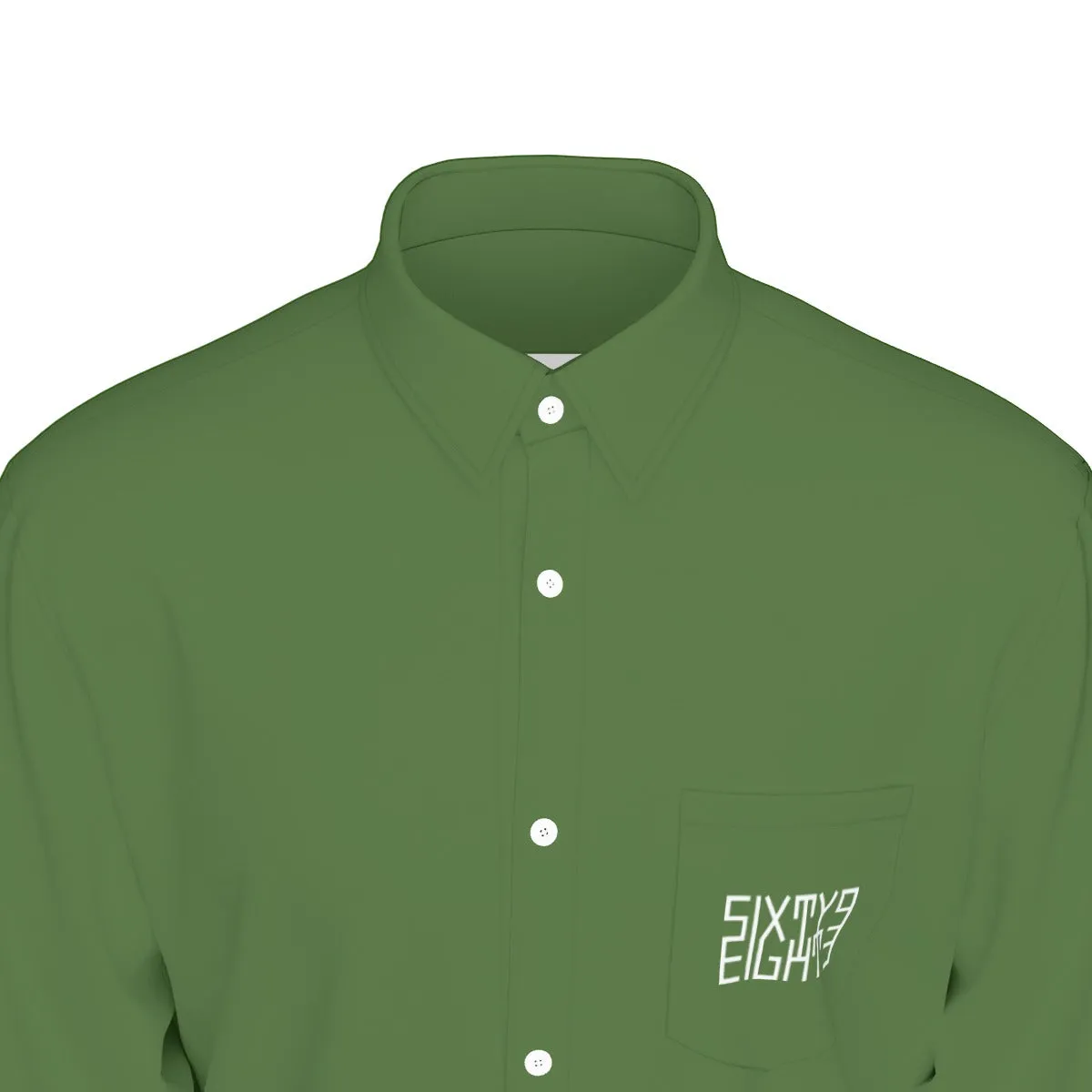 Sixty Eight 93 Logo White Forest Green Men's Cotton Long Sleeve Shirt