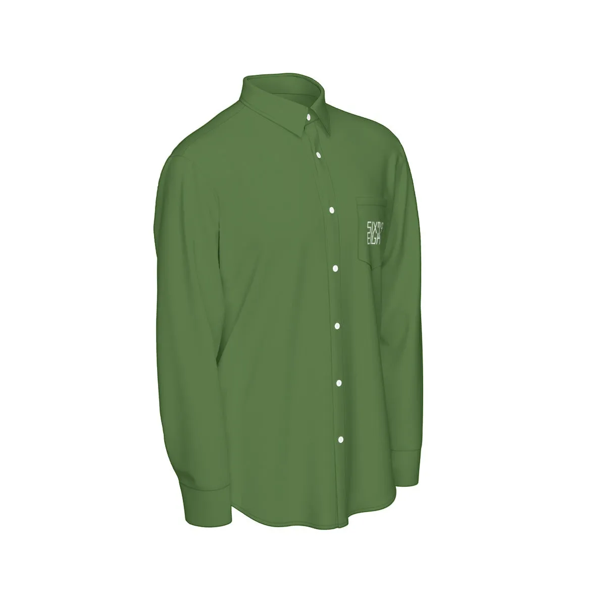 Sixty Eight 93 Logo White Forest Green Men's Cotton Long Sleeve Shirt