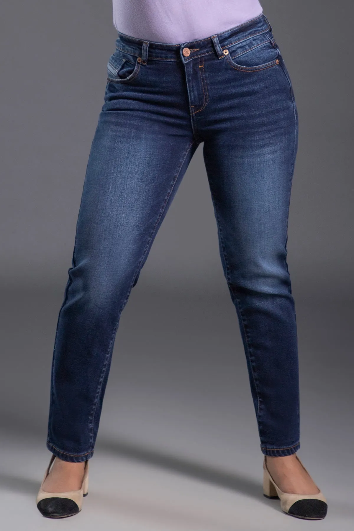 Slim-Fit Mid Waist Stretchable Jeans (Blue)