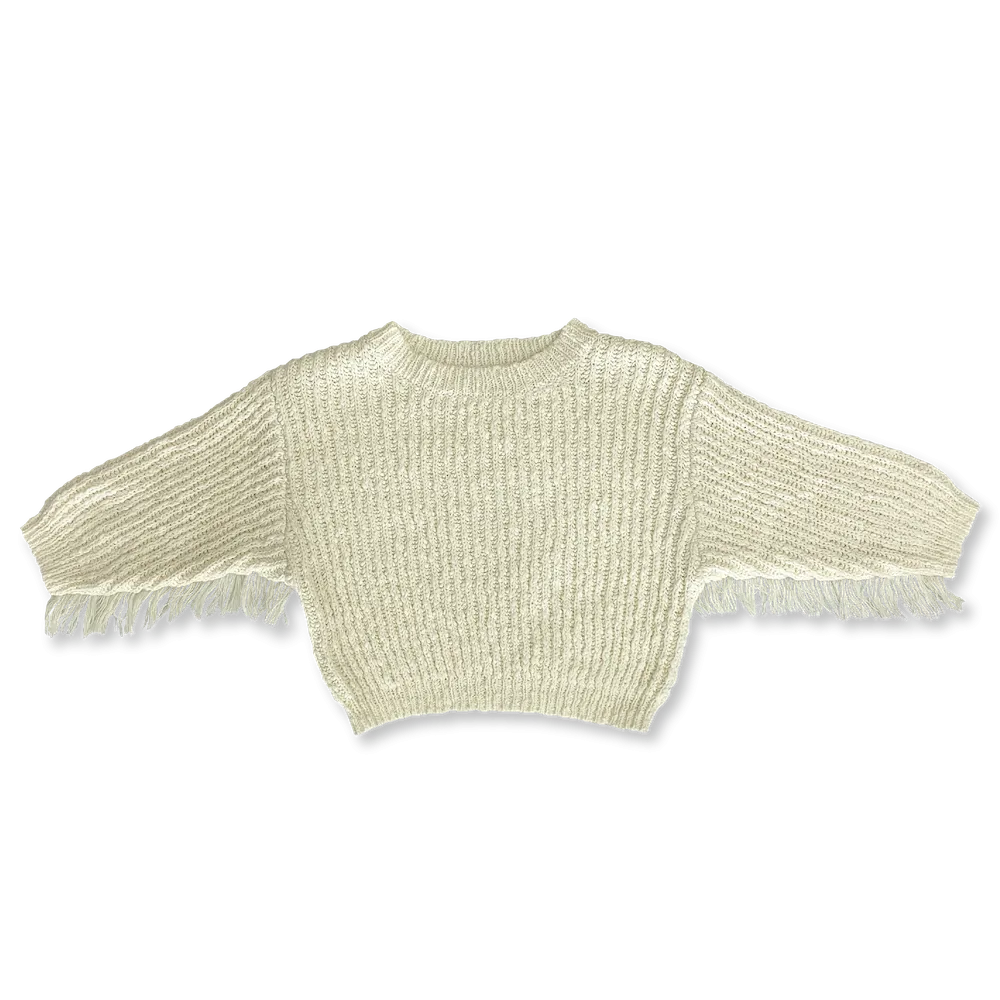 Slub Yarn Fringe Pull Over - Milk