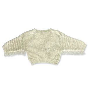 Slub Yarn Fringe Pull Over - Milk