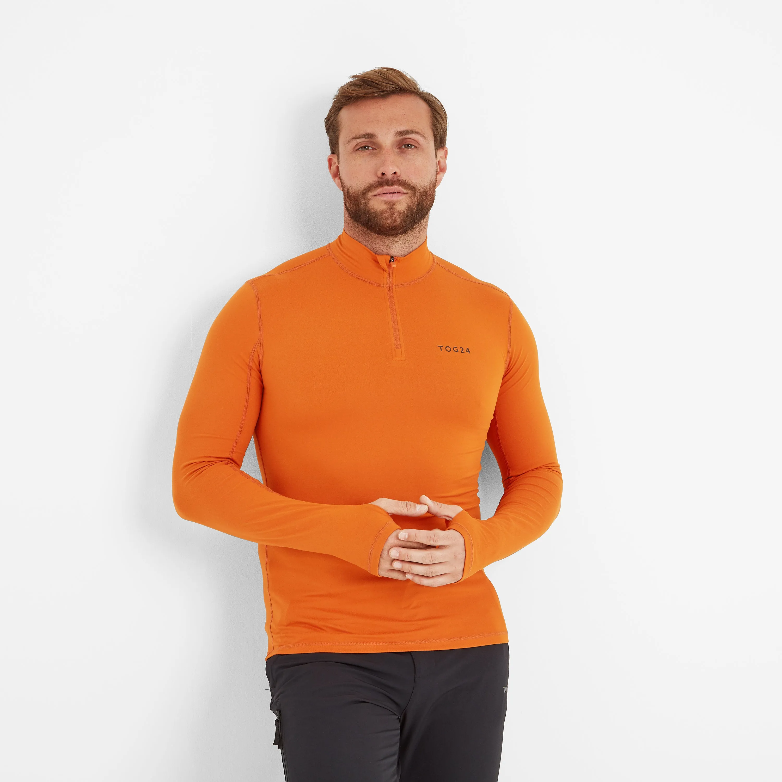 Snowdon Mens Thermal Zip Neck - Dark Orange