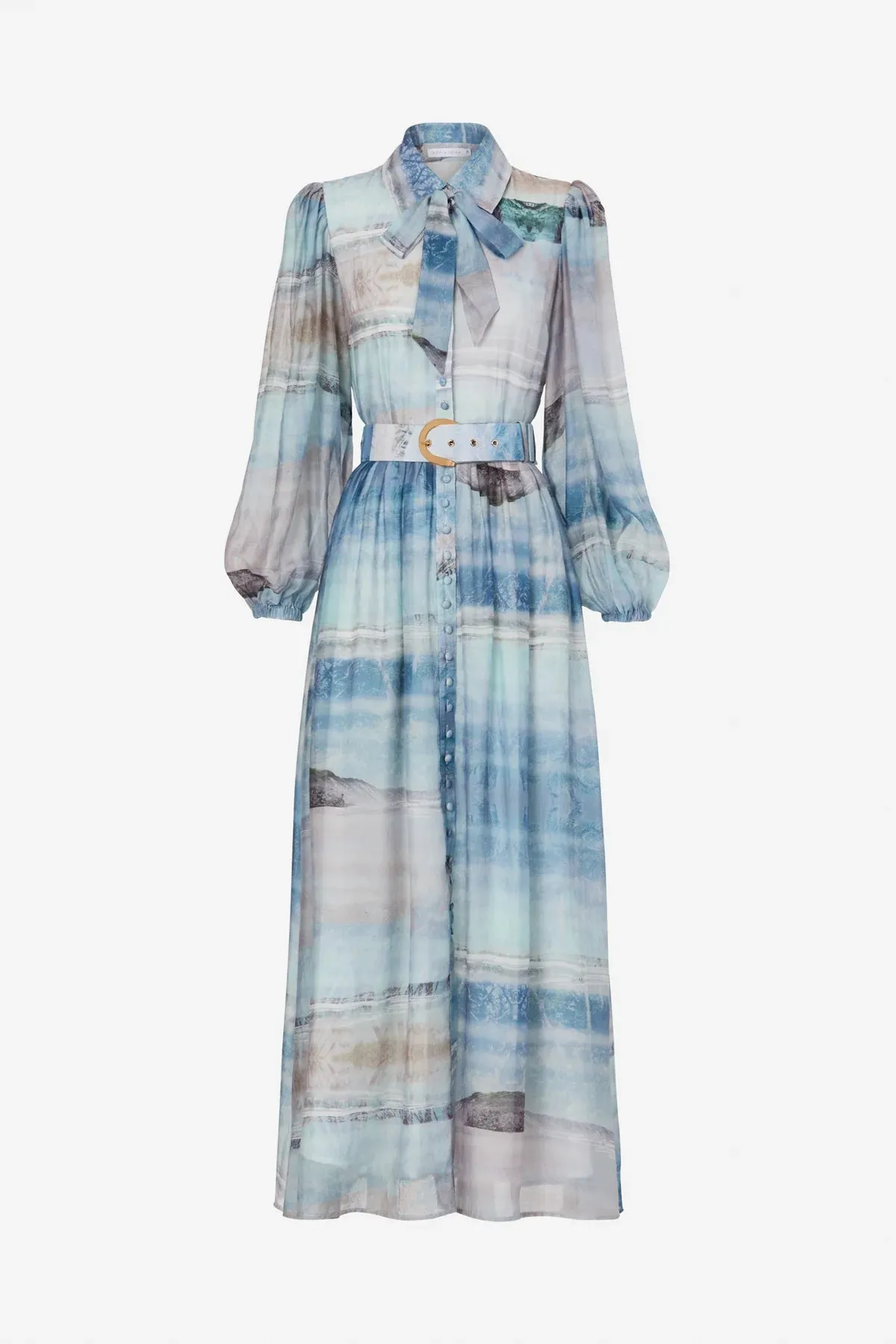 Sofia Irina Maxi Shirt Dress - Light Blue Ocean