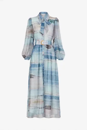 Sofia Irina Maxi Shirt Dress - Light Blue Ocean