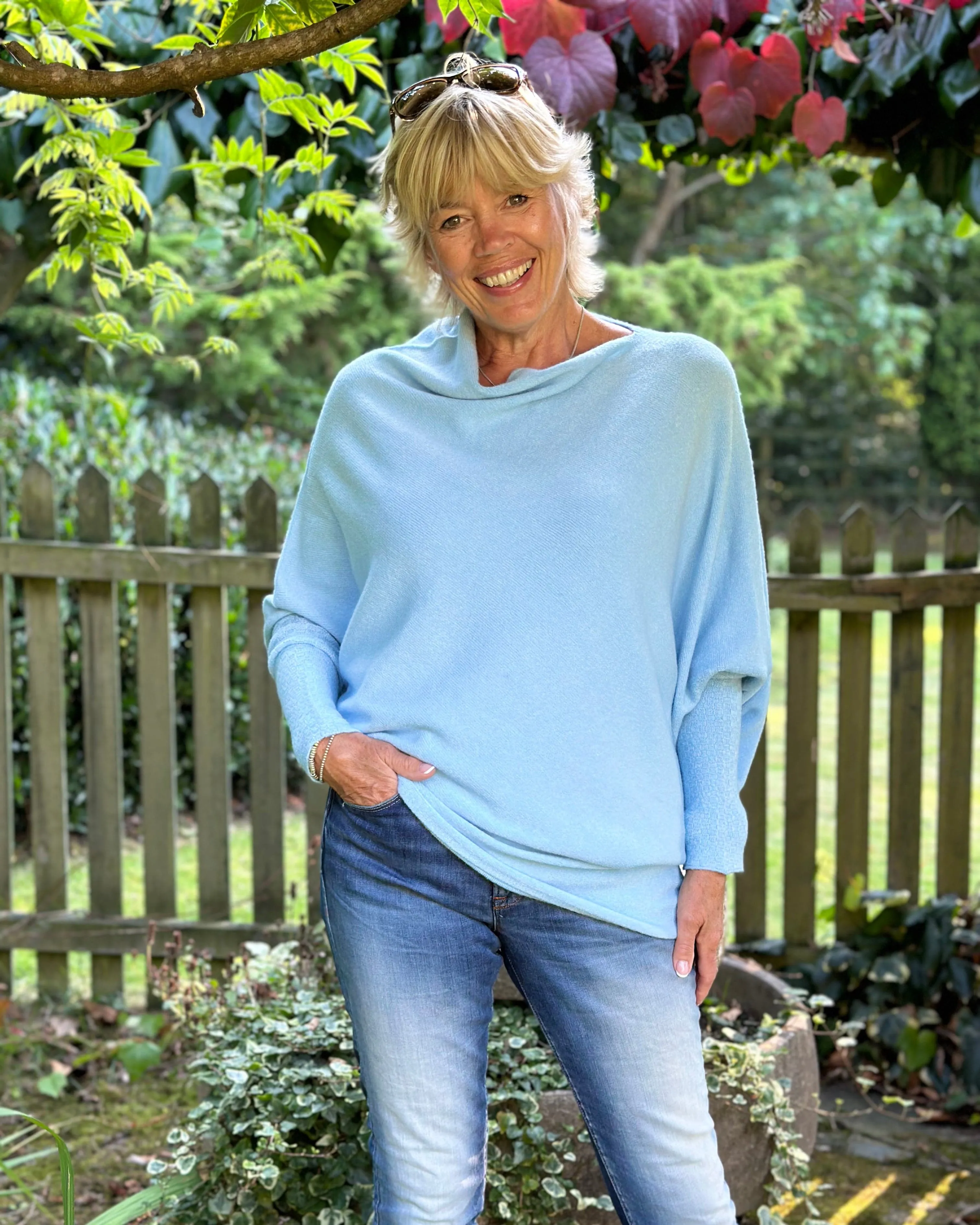 Soft Knit Asymmetric Jumper - Pale Blue