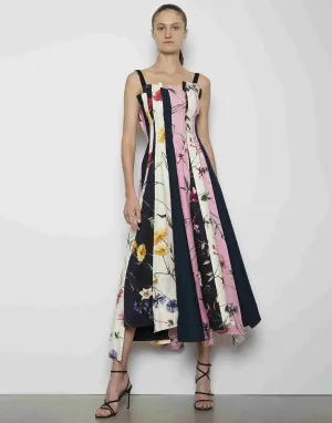 Square Neck Floral Midi Dress