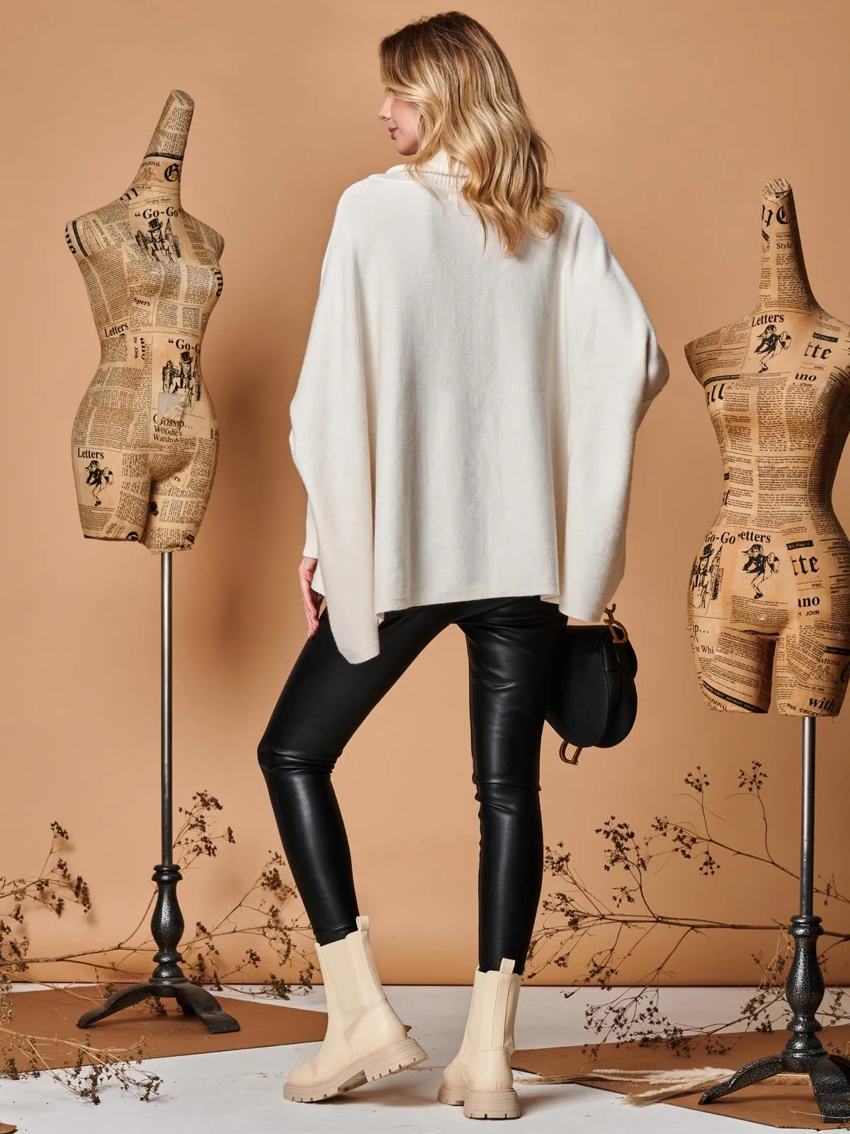 Star Front Roll Neck Knit Jumper, Oatmeal