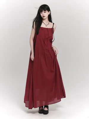 Strap Pleated Maxi Dress