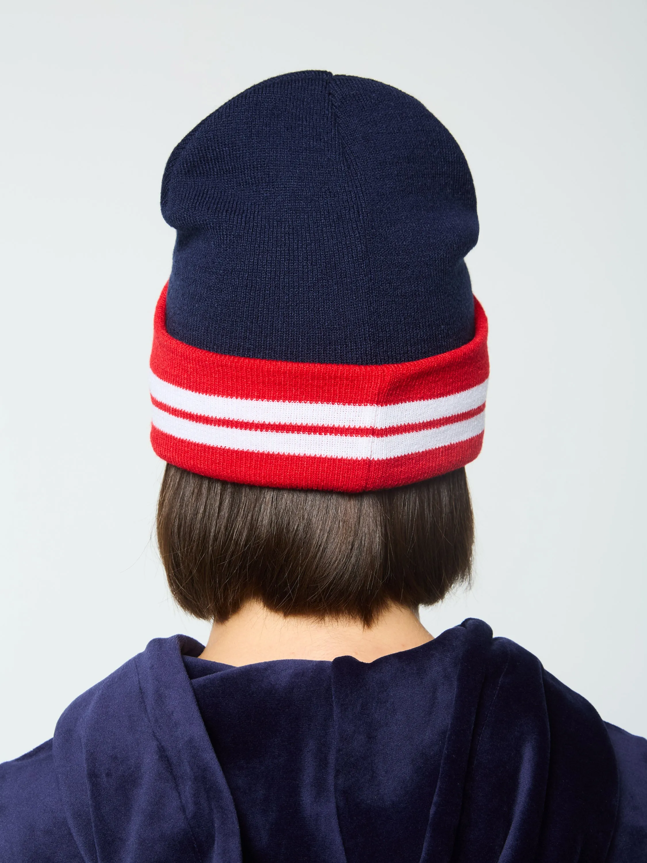 Surgis Knit Beanie- Maritime Blue/ Adrenaline Rush/ White