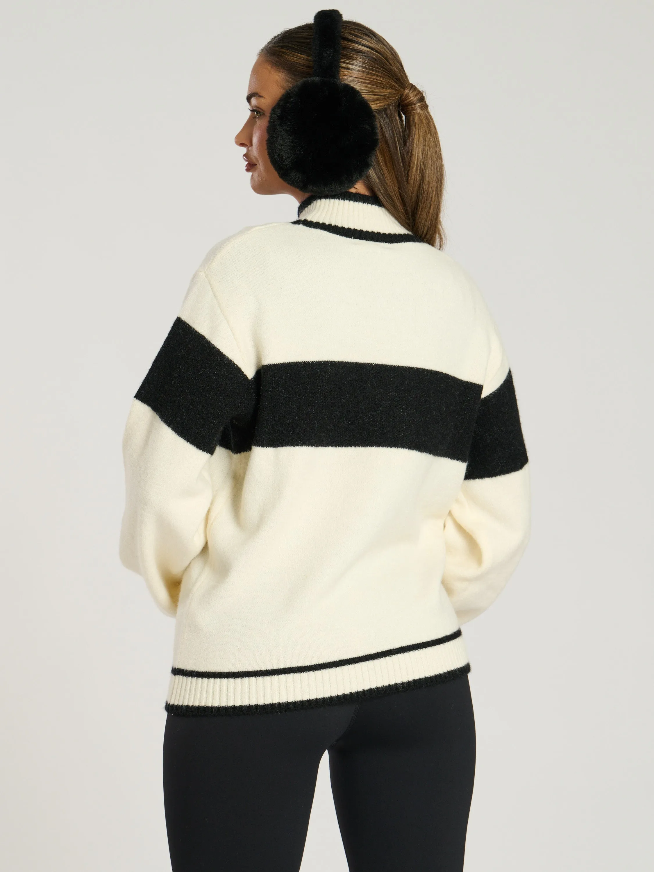 The 'Marshmallow' black ski slogan knitted jumper