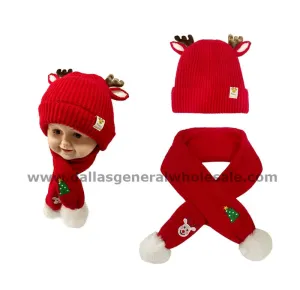 Toddler Xmas Beanie & Scarf Set Wholesale