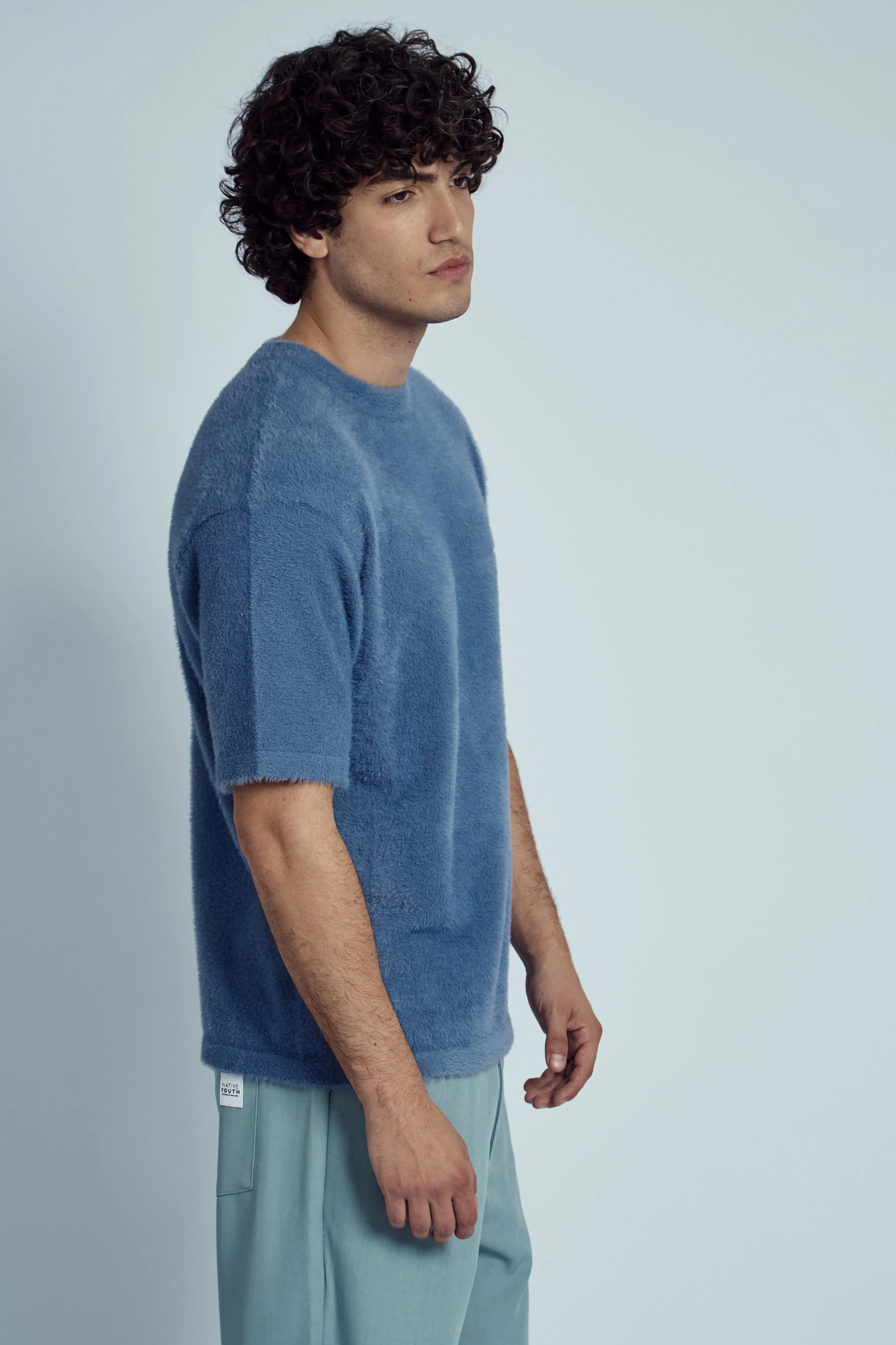 TULLOCH SHORT SLEEVE JUMPER IN FLUFFY KNIT