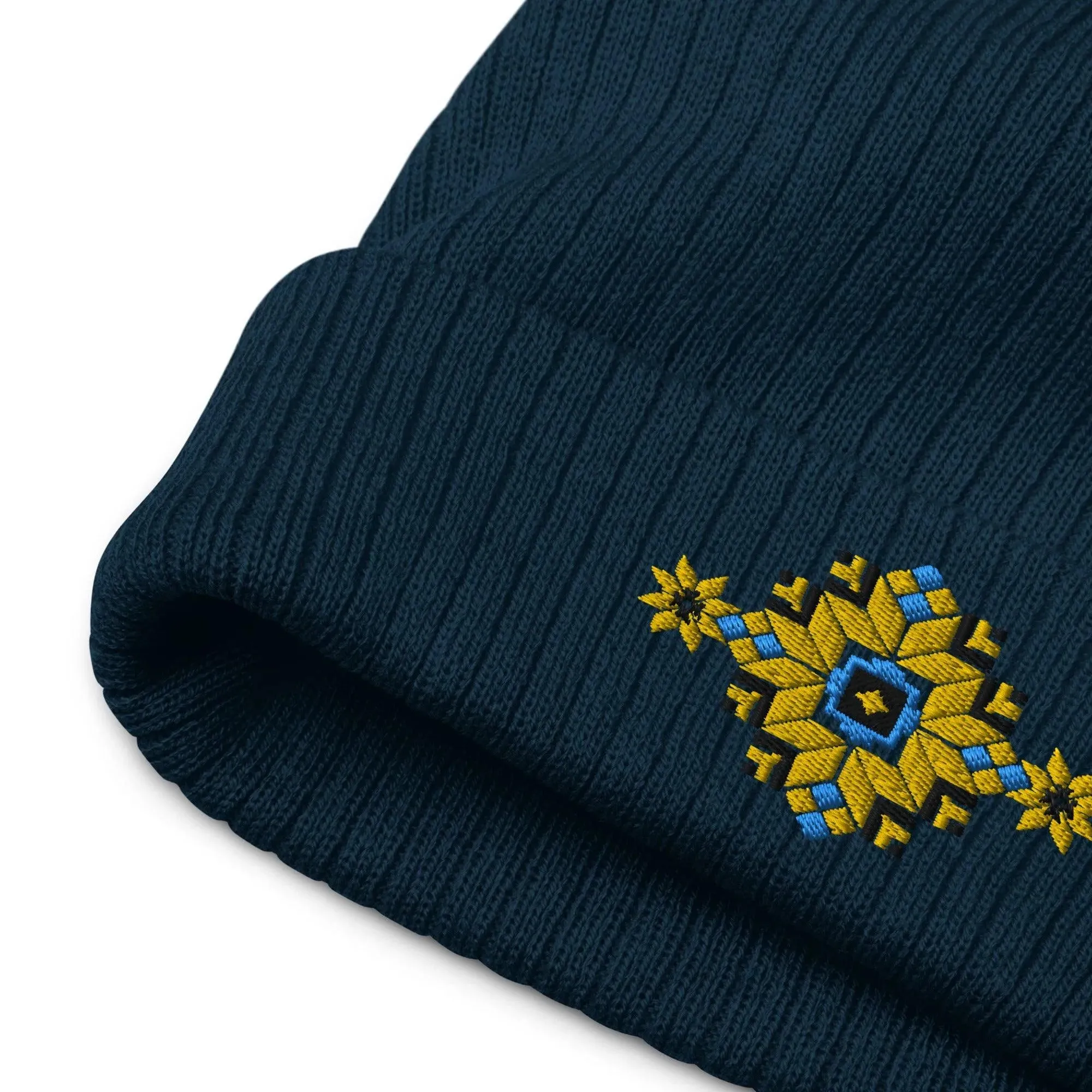 Ukrainian Vyshyvanka Motif Embroidered Beanie