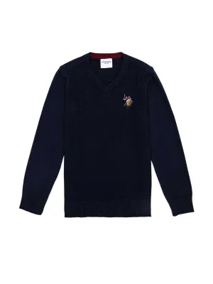 USPA Boys Jumper V/Neck Navy VR033 USPJR342