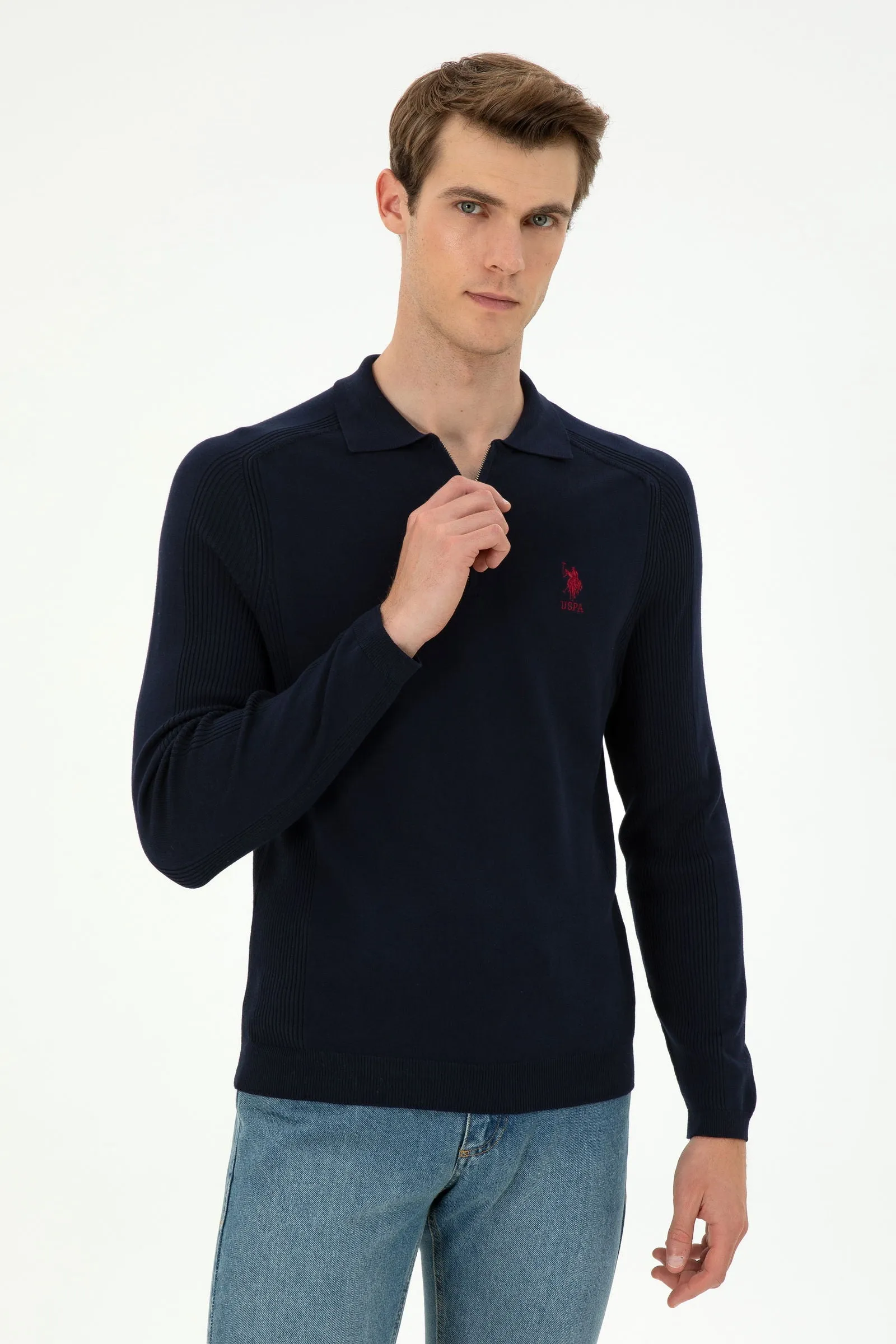 USPA Men Jumper Half Zipper Navy VR033 USPJR377 US POLO ASSN.