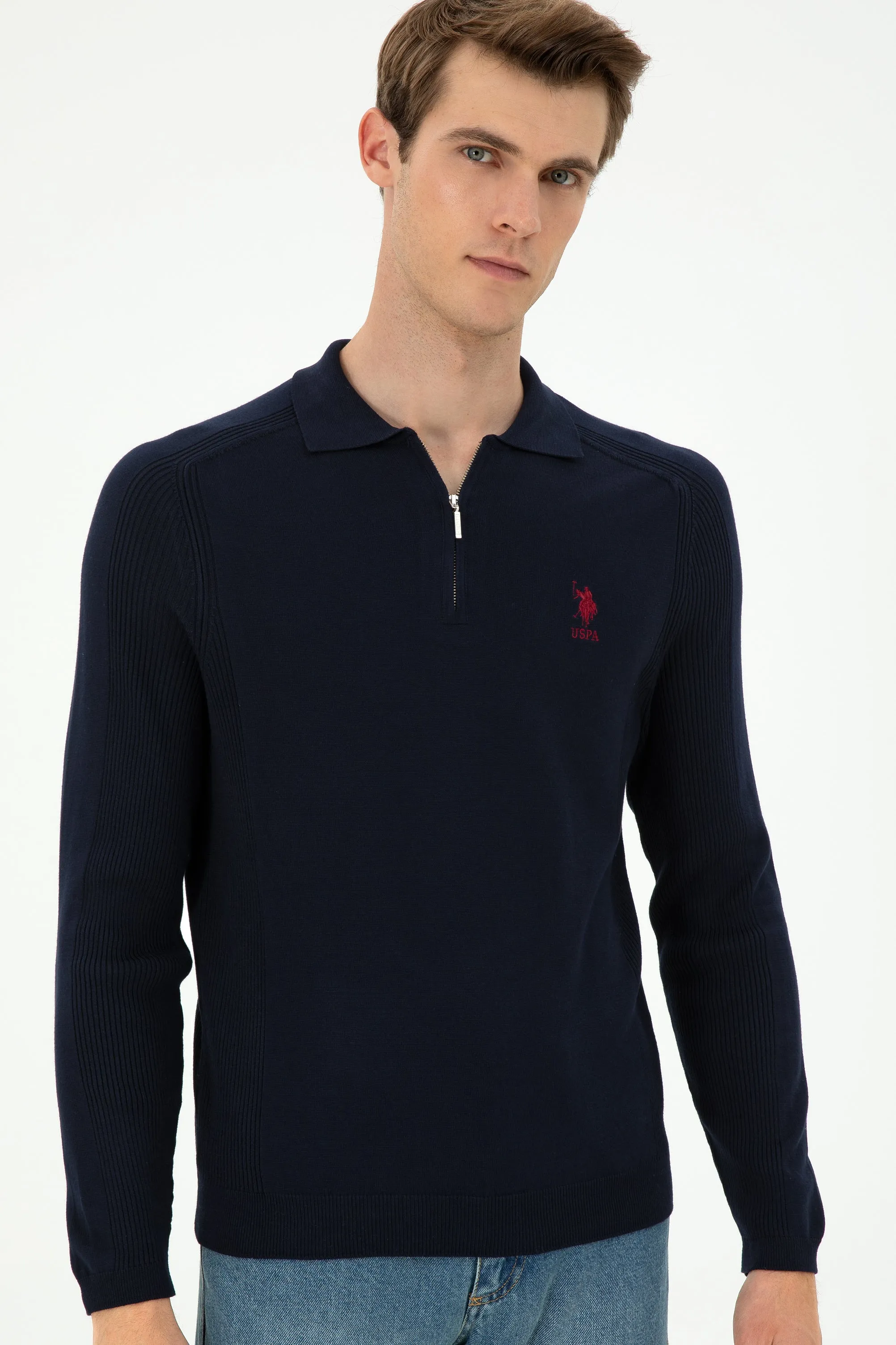 USPA Men Jumper Half Zipper Navy VR033 USPJR377 US POLO ASSN.