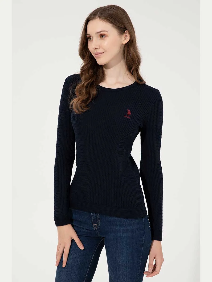 USPA Women Jumper V/Neck Black VR046 USPJR331