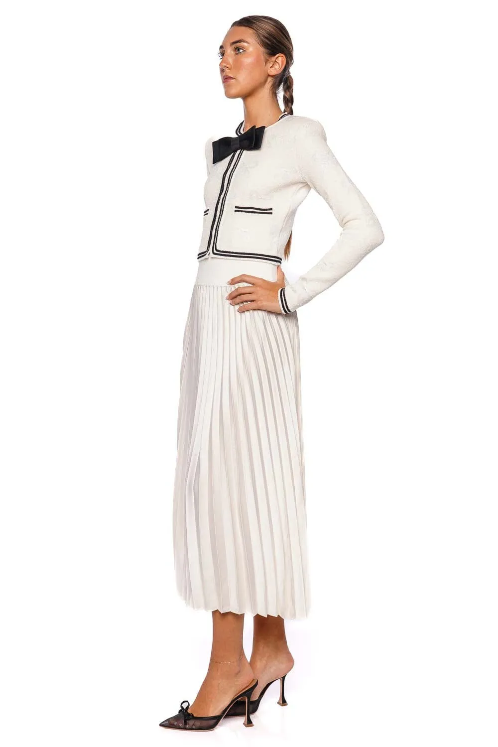 Valor Ivory Pleated Midi Skirt