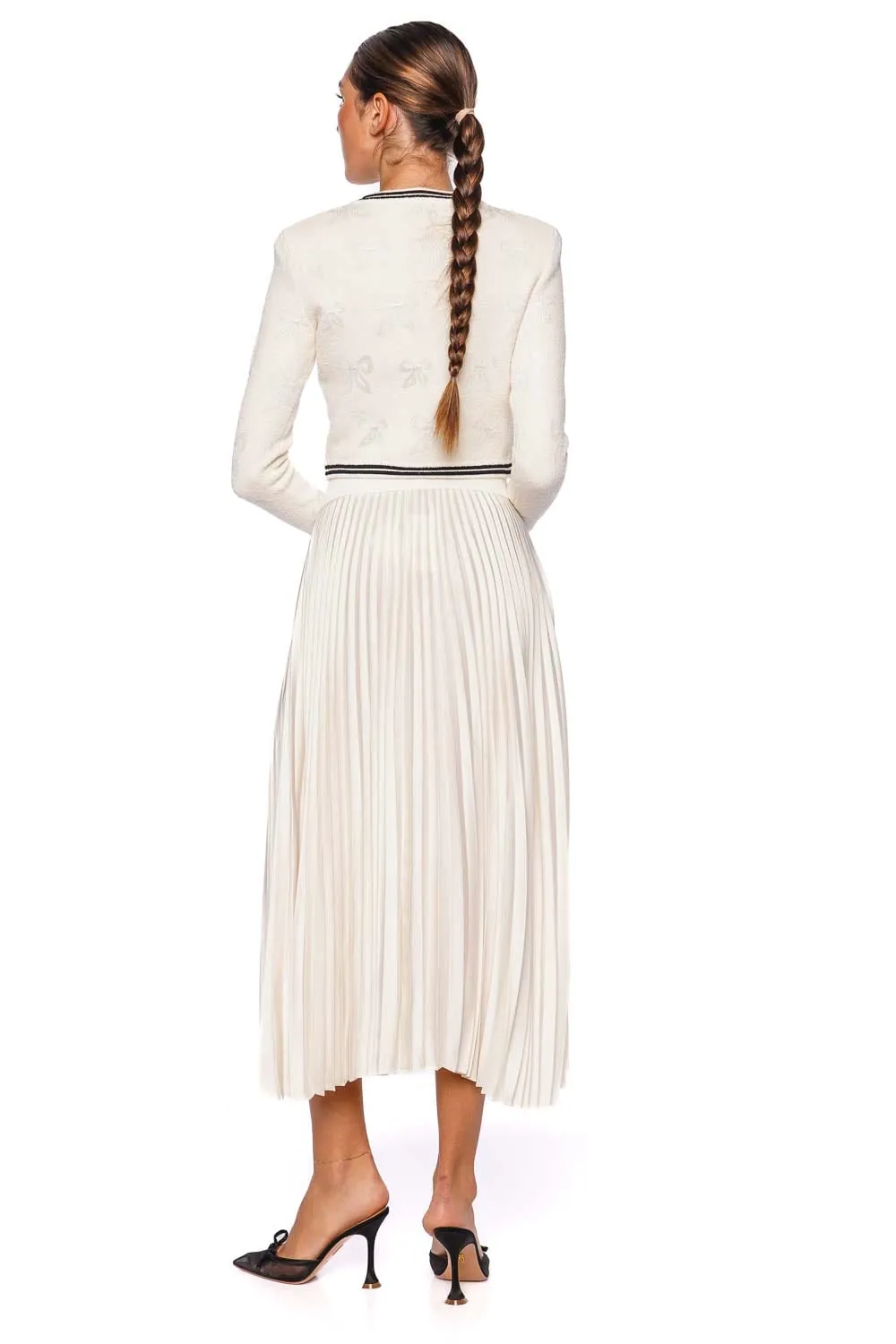 Valor Ivory Pleated Midi Skirt