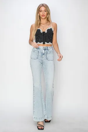 Vera High Rise Front Patch Pocket Flare Jeans