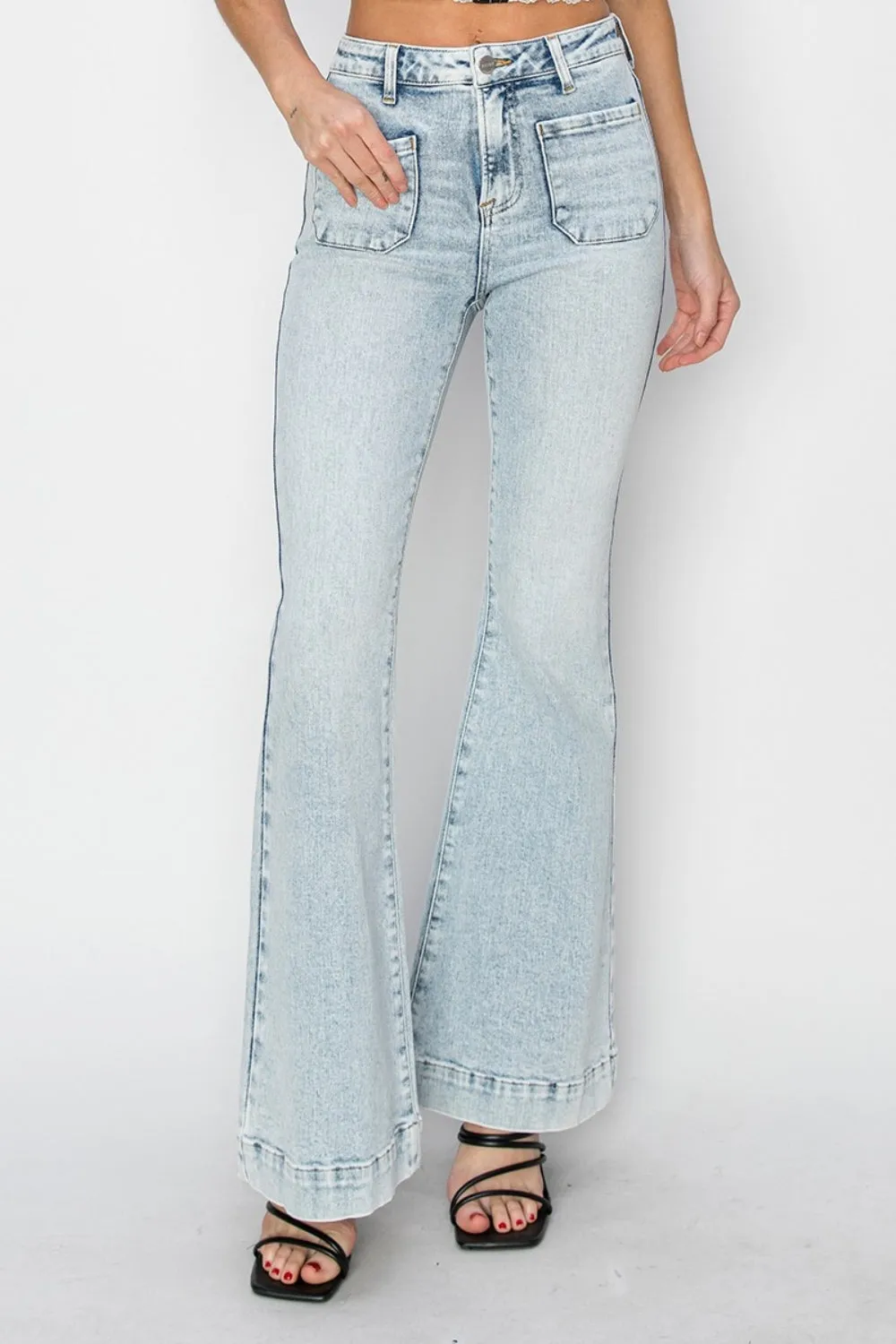 Vera High Rise Front Patch Pocket Flare Jeans