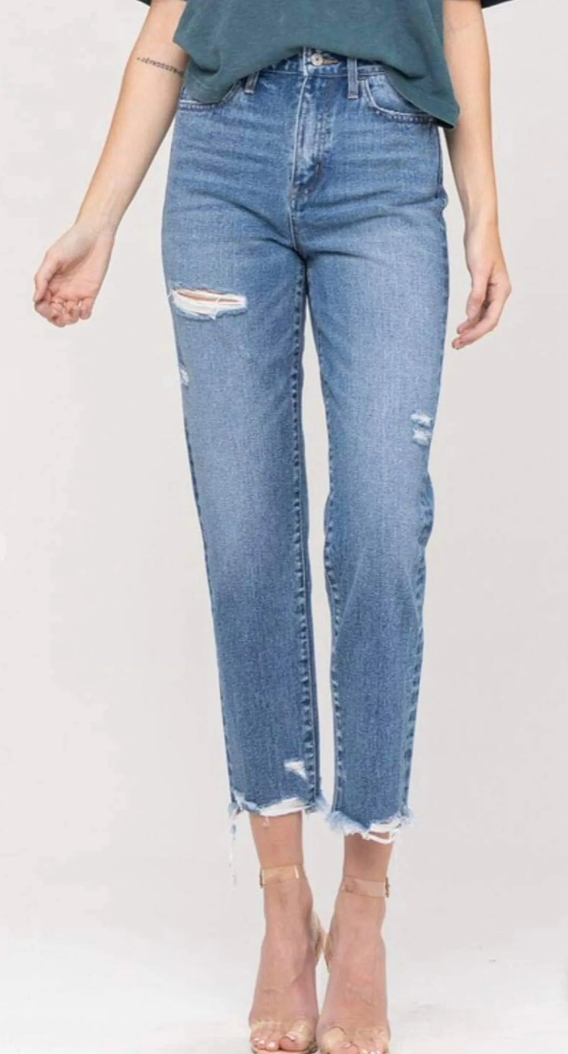 Vervet Denim Distressed Straight Legs