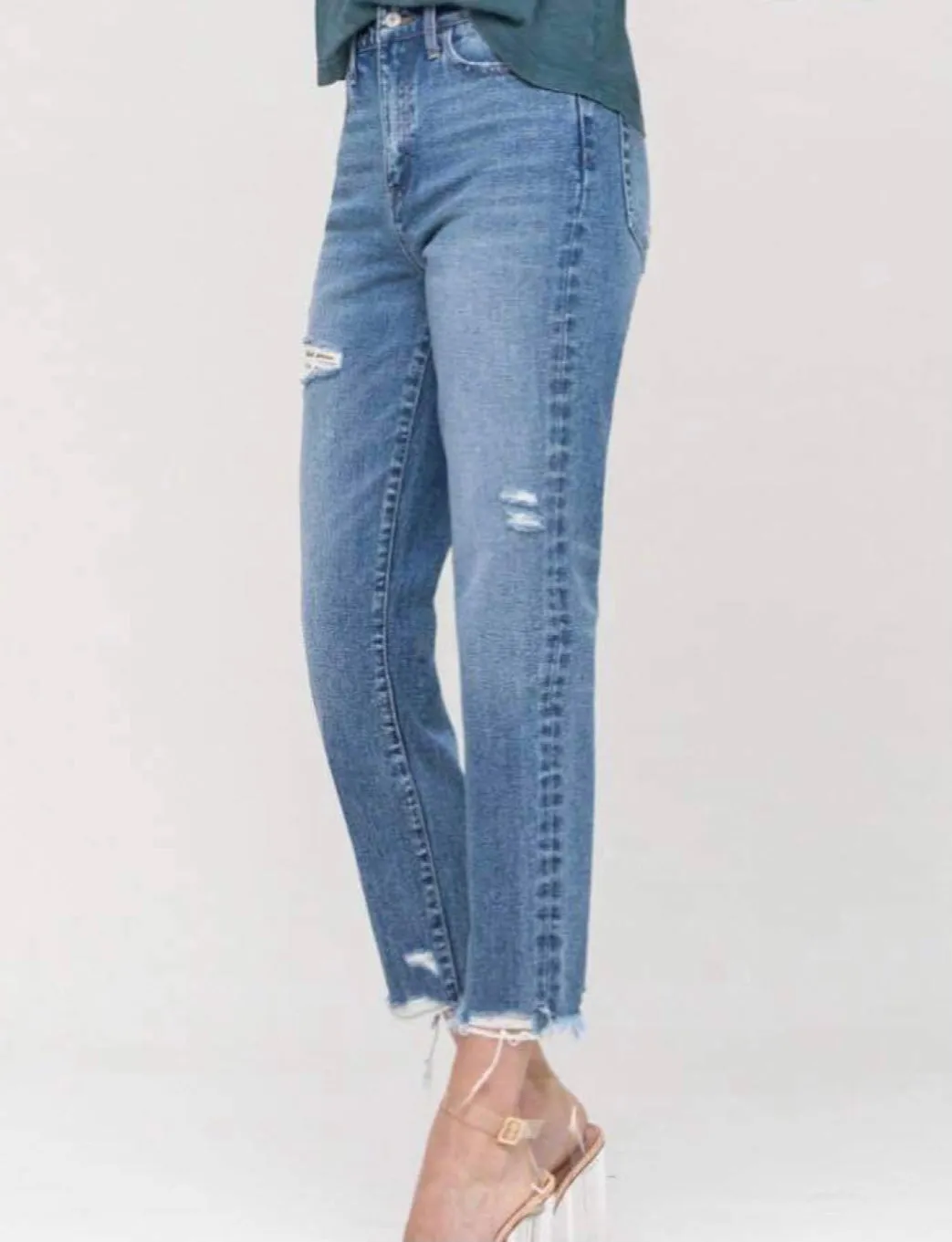 Vervet Denim Distressed Straight Legs