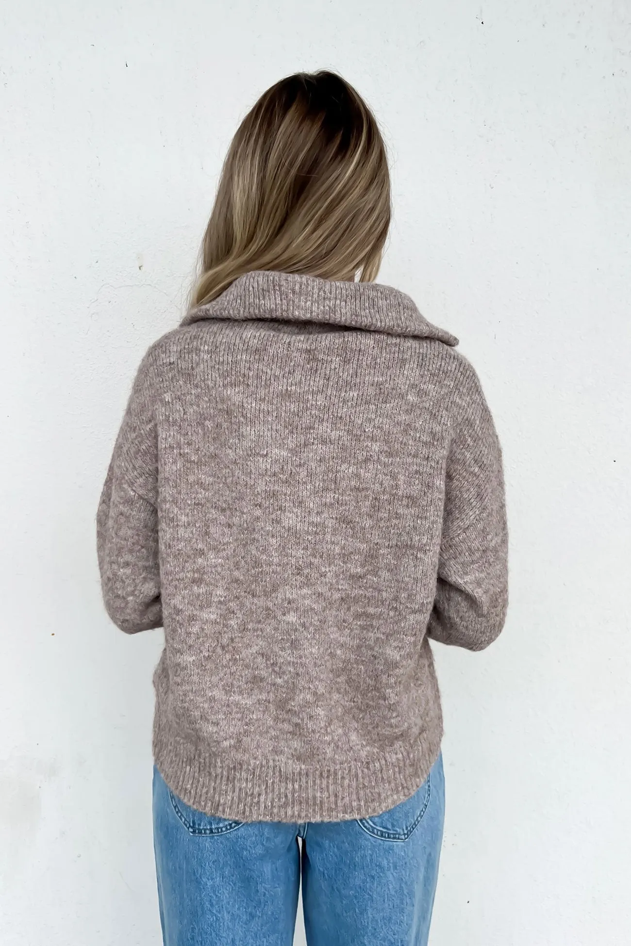 Victoria 1/4 Zip Knit Jumper Taupe