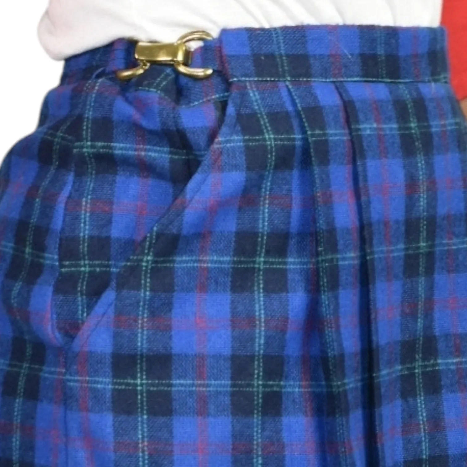 Vintage David Smith Tartan Skort Blue Skirt Plaid Check Kilt Pleats Wrap Shorts Medium