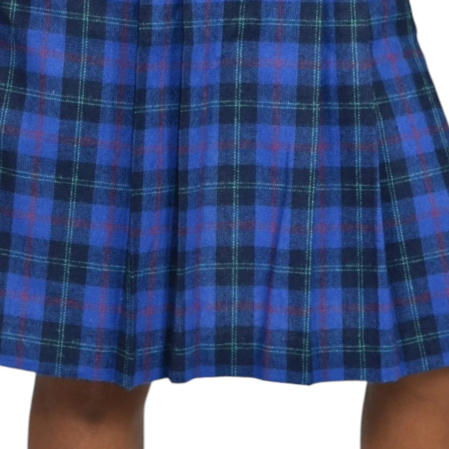 Vintage David Smith Tartan Skort Blue Skirt Plaid Check Kilt Pleats Wrap Shorts Medium