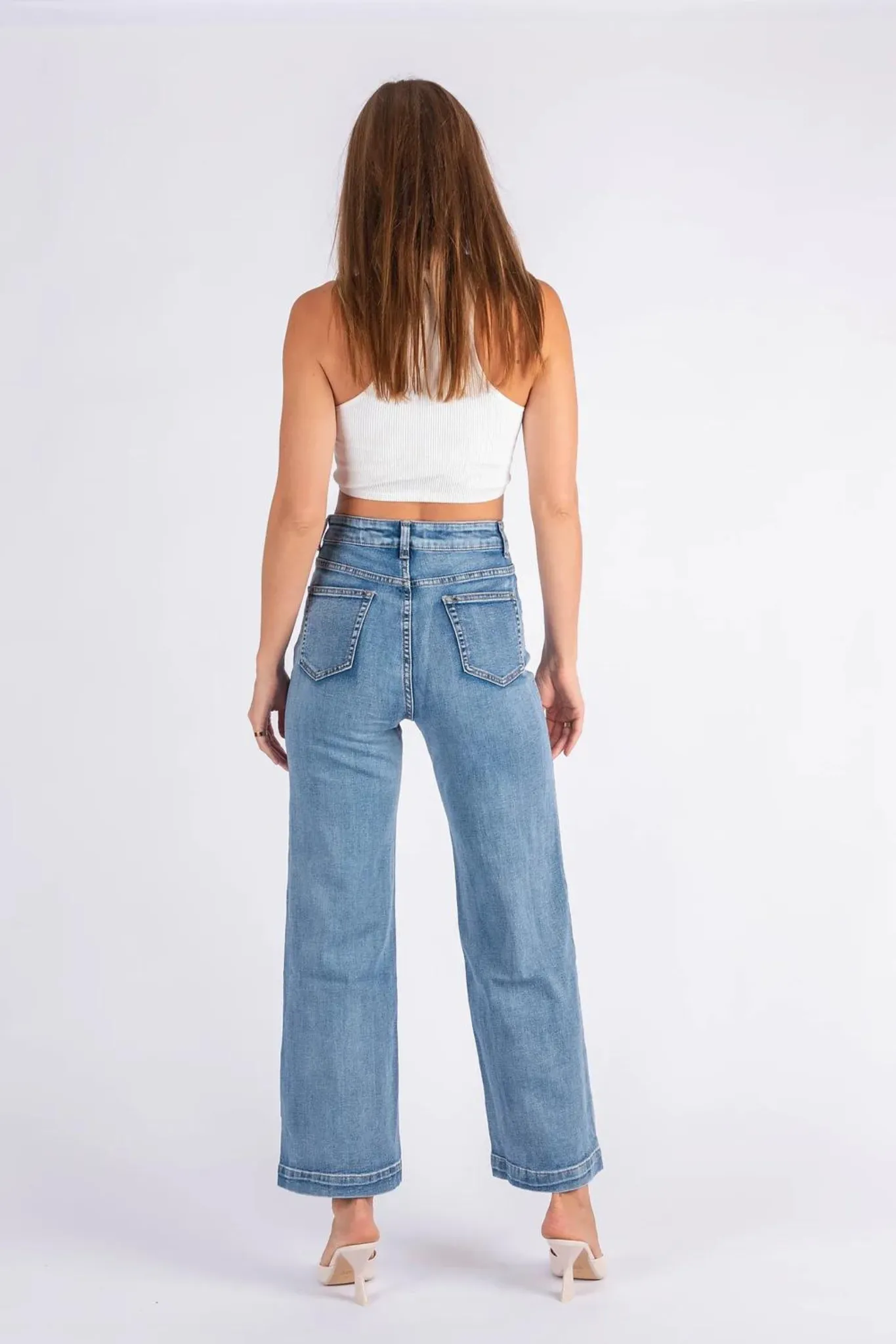 Wakee Denim Wide Leg Jeans - Light Wash