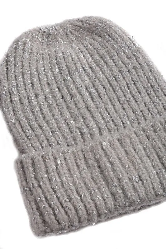 Warm Sequin Beanie Hat