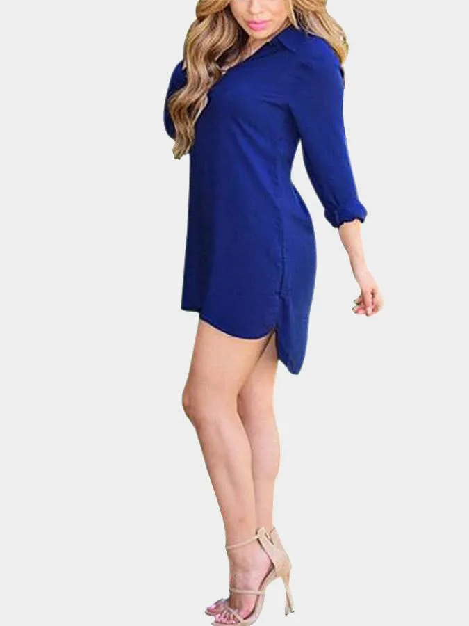 Wholesale Navy Long Sleeve Shirt Dresses