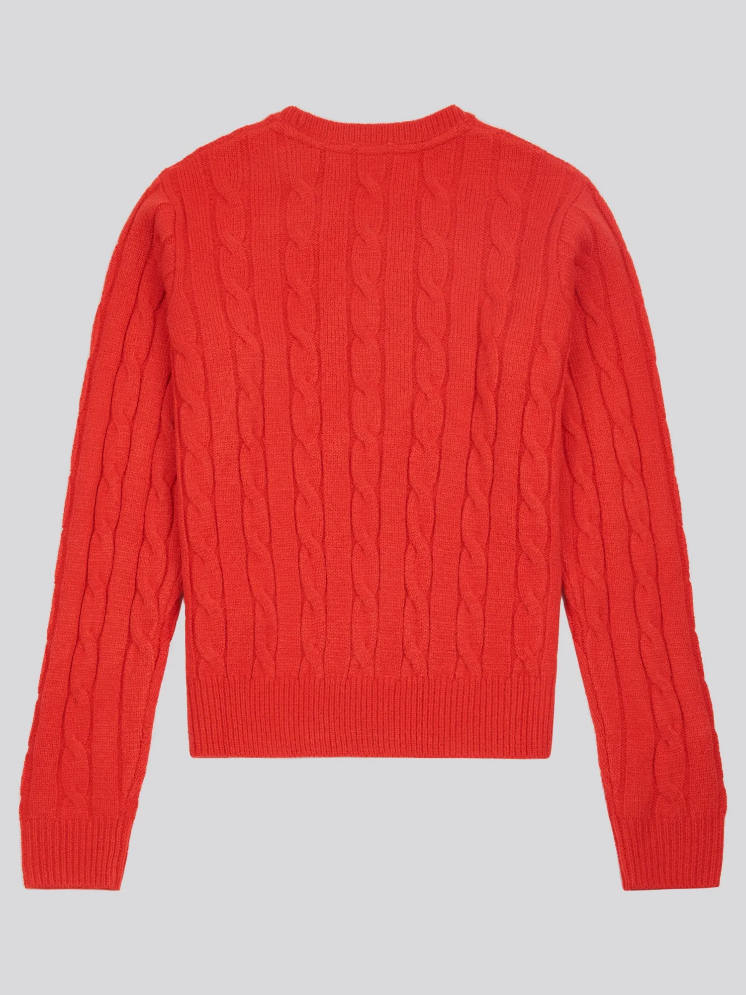 Womens Cable Knit Crew Neck Jumper in Aura Orange